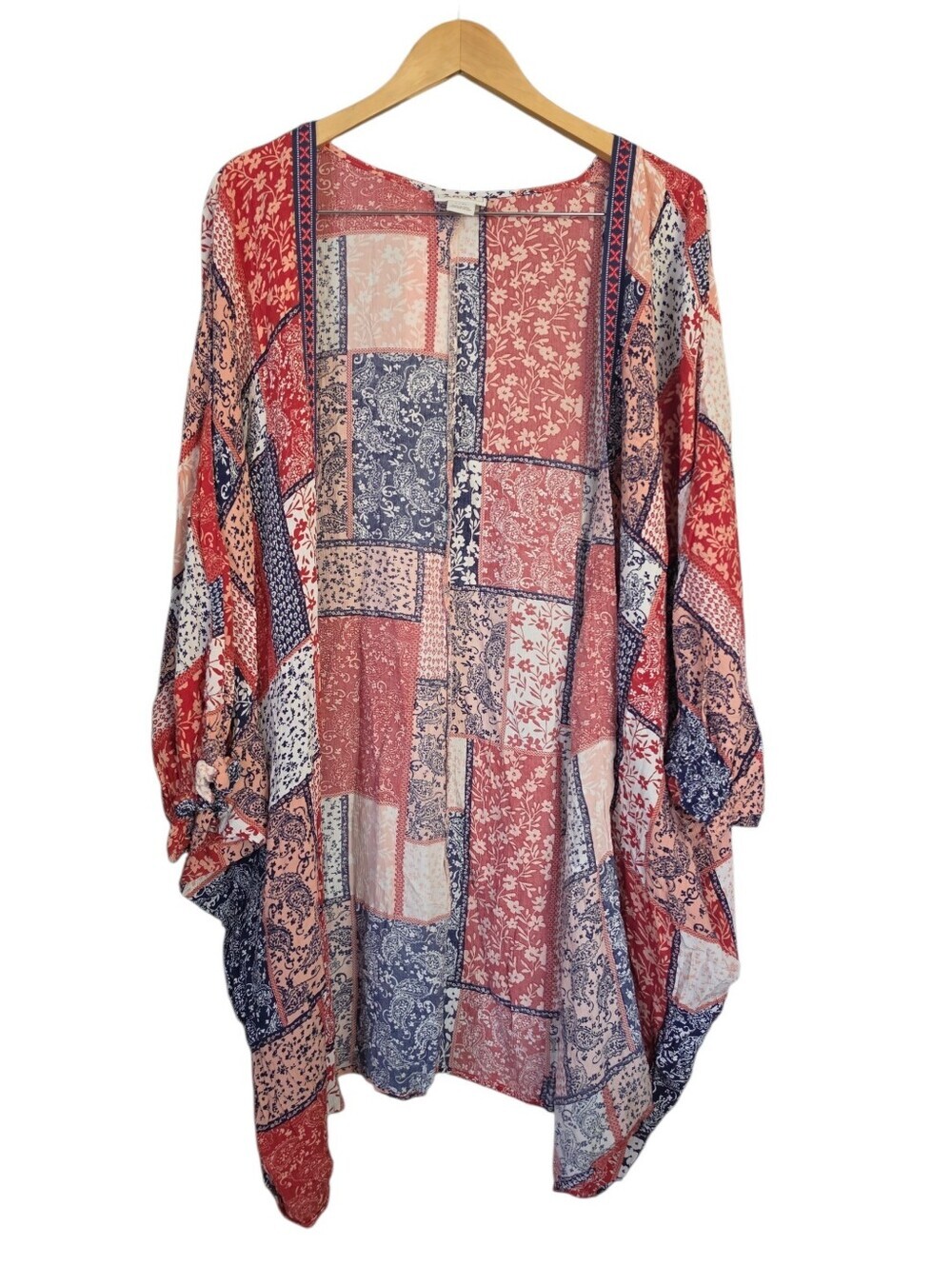 Ariat Patchwork Print Lightweight Kimono - Red, Blue, White